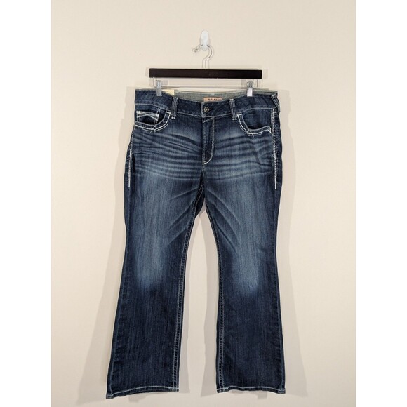 Ariat REAL Denim Jeans Womens (FITS 36 (TAG IS 29S) Blue Mid Rise Boot Cut - Picture 2 of 16